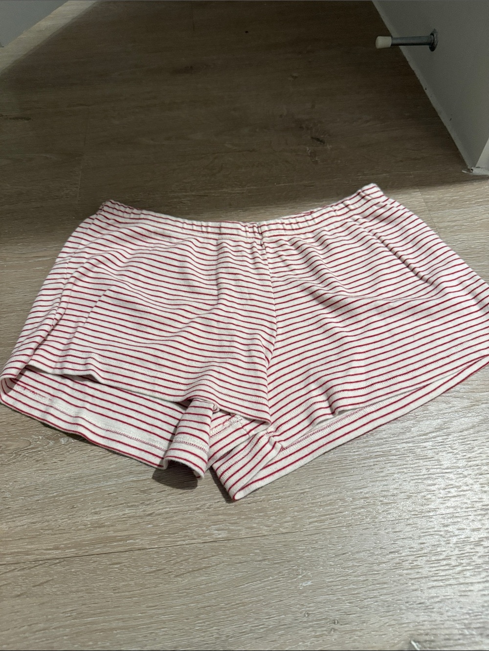 Brandy Melville Red and White Striped Athletic Lounge Shorts